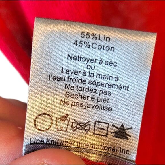 J & J Women's Tan & Coral Stripe Linen Blend Sweater Size M - Picture 6 of 6